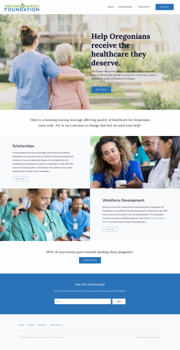 Portfolio: Oregon Nurses Foundation Home Page