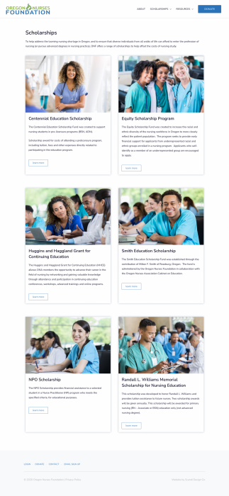 Portfolio: Oregon Nurses Foundation Scholarships Page